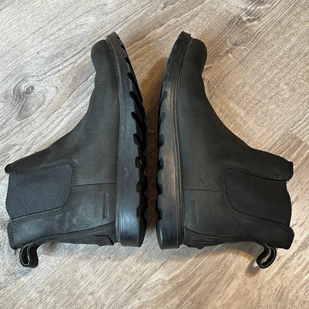 Sorel Ainsley Chelsea Black Waterproof Leather Ankle Boots NL3092-011 Womens 9